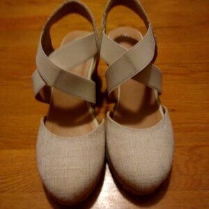 Beige Wedge Sandals, size 7